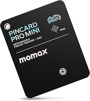 Tag Tracking Card, Wireless Charging Battery, Bluetooth Locator with App (Apple iOS Only), IP68 Waterproof Case, Black