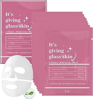 8PCS Glass Skin Collagen Mask - Deep Collagen Hydrating Face Mask - Korean Skincare Face Masks for Firming & Moisturising - Collag en Face Mask Glowing, Reduce Fine Lines & Wrinkles, Firming