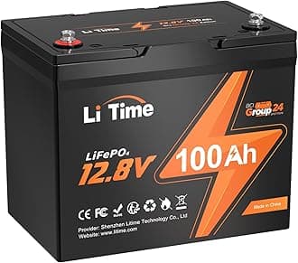 Litime12V 100Ah BCI Group 24 LiFePO4 Battery, 100A BMS Rechargeable Lithium Battery with Up to 15000 Cycles, 1.28kWh -Higher Energy Density, Perfect for RVs, Van, Trailer, MotorHome and Boats