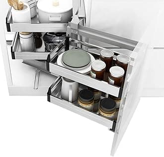 HFWYJF Blind Corner Cabinet Pull Out Organizer 15 Inch Opening,Magic Corner Base Cabinet Pull Out Right,2 Tier 4 Shelf Organizer