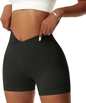 Women's Gym Shorts V Cross Stretch Push Up Yoga Shorts Booty Scrunch Fitness Trousers Short High Waist Seamless Workout Sports Shorts Butt Lift Short Leggings Summer