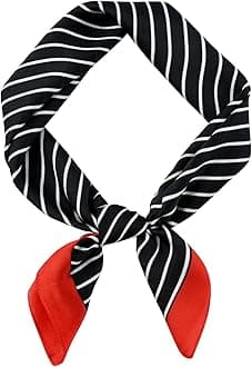 GERINLYStripe Neckerchief for Men, Minimalism Square Scarf with Lines Pattern, Classic Bandana Silk Feel