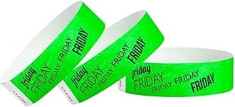 500 WristCo Friday Neon Green Tyvek Wristbands for Events - ¾” x 10” - Waterproof Recyclable Comfortable Tear Resistant Paper Bracelets Wrist Bands for Concerts Festivals Admission Party