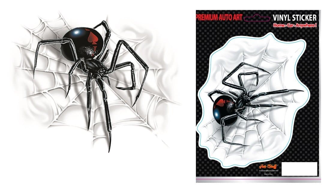 Black Widow Spider ON Web Auto Sticker - Brand New