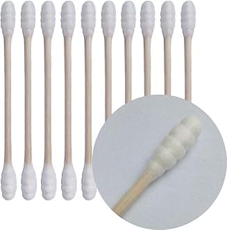 800 Count Natural Wood Stick Cotton Swabs - Double Spiral Cotton Tips with Sturdy Handle - Multipurpose for Personal Care & Home Cleaning