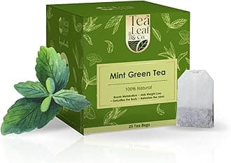 Tea Leaf & Co. Mint Green Tea Cool & Refreshing Spearmint & Peppermint Blend 25 Tea Bags Pack of 1