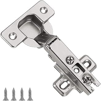 Furniware 20 Pcs Slide-on 35mm Kitchen Cabinet Wardrobe Door Hinge,110 Degree Self Close Full Overlay Standard Hinge-Nickel Plated