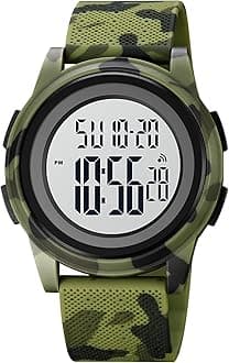 SKMEI Men Digital Sports Watch Ultra-Thin Large Face Waterproof Wrist Watches for Men with Stopwatch Countdown Timer Alarm Function Dual Time LED Back Light