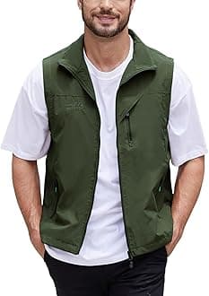 Gihuo Men's Lightweight Softshell Sleeveless Golf Vest with Zipper Pockets for Travel Hiking Fishing Safari Outwear