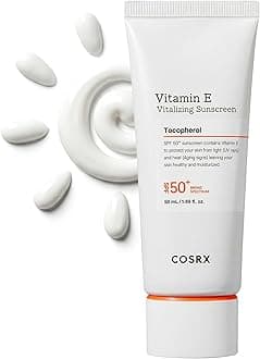 Vitamin E Vitalizing Sunscreen,SPF 50 Broad Spectrum Face Sunscreen, Lightweight, Non-Sticky, No White Cast, Vitamin E for Antioxidant Care, For All Skin Tones, Korean Skincare, 1.69 fl oz