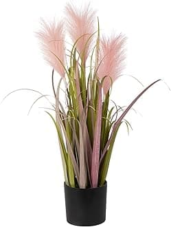 Hollyone 66CM Artificial Plant Pink Pampas Grass, Plastic Plants Grass Tall Fake Plant, Large Decorative Faux Plants for Indoor Outdoor Home, Living Room, Kitchen, Office Decoration