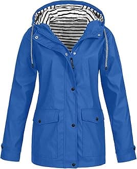 BOTCAM Women's Rain Jacket Large Sizes Waterproof: Windbreaker with Striped Lining Hood Thin Transition Jacket Windproof Plain Functional Outdoor Jacket S - 5XL