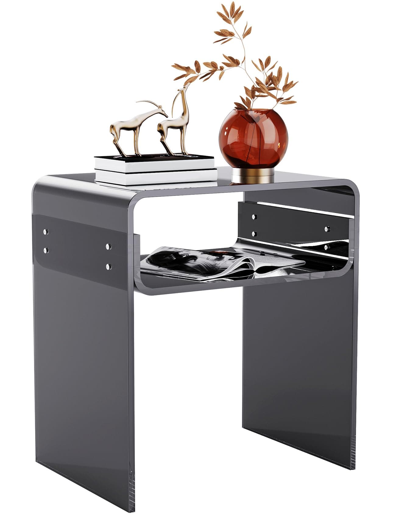 Acrylic Side Table, Small acrylic Bedside table Nightstand, 40 x 30 x 50 cm (Black Blue)