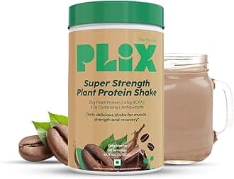 PLIX - THE PLANT FIX Strength Vegan Plant Protein Powder - 1 KG (Cafe Mocha) Pea Protein Isolate and Brown Rice Blend, 25 g Plant Protein, No Added Sugar, Gluten free