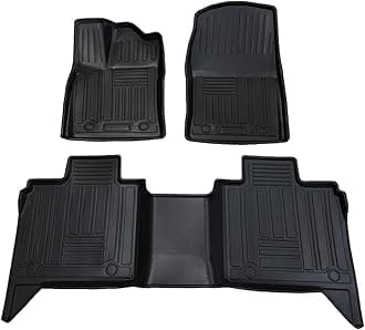 TuningPros FM-1056 Car Floor Mats Full Set Compatible with 2021-2024 Ford Bronco U725 | 3-pc Cargo Liner Black Car Mats | Custom Fit Non-Slip Car Floor Mat Rubber