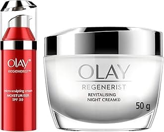 Olay Day Cream Regenerist Microsculpting SPF 30, 50g And Night Cream Regenerist Deep Hydration Light Cream, 50g