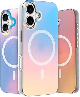 LONLI Hue - iPhone 16 Case - Holographic Iridescent Smartphone Case [MagSafe Compatible] - Cute, Unique and Beautiful Shock Absorption Cover, Perfect for Women and Girls