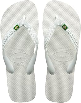 Men's Brazil Flip Flop Sandal, White, 9-10 M US