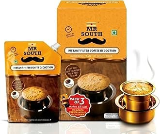 - Mr South Filter Coffee Liquid Decoction - Pack Of 3 (100Ml Each) | 70% Coffee & 30% Chicory | Strong And Aromatic Filter Coffee | Arabica & Robusta Beans | Authentic South Indian Flavour