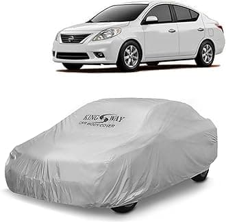 KINGSWAY® Sunny Car Body Cover Dustproof for (Year 2011 to 2014) All Model, Compatible with Nissan Sunny Car Cover, Comes with Bird Droppings, Scratch, UV and Paint Protection, Silver Matty
