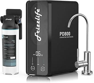 FRIZZLIFE Reverse Osmosis Water Filtration System - 800 GPD, Tankless, Reduces TDS, Compact, Alkaline Mineral PH, 2:1 Drain Ratio, US Technical Support, PD800-TAM4