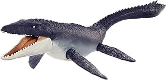 Jurassic World Dominion Ocean Protector Mosasaurus Dinosaur Action Figure from 1 Pound of Recycled Plastic, Movable Joints, Toy Gift with Physical and Digital Play, HHJ15