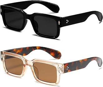 EYLRIM Square Frame Sunglasses for Women Men Trendy Chunky Rectangle Sun Glasses Black Shades UV400 Protection