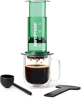 Clear Green Coffee Press - All-in-One French Press, Pour-Over & Espresso Style Manual Brewer, 2 Min Brew for Less Bitterness, More Flavor, Small Portable Coffee Maker, Travel & Camping