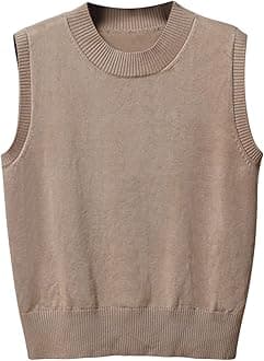 Women's Sweater Vest Classic Crewneck Knitted Pullover School Uniform Knitwear Tops Sleeveless Warm Comfy Tank Tops
