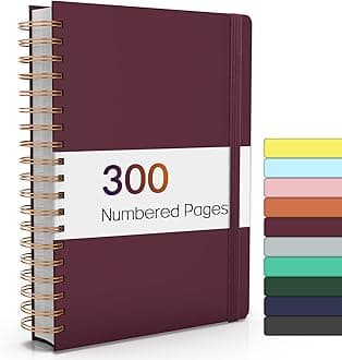 Forvencer A4 Lined Spiral Journal Notebook with 300 Numbered Pages, 11" X 8.5" Thick Journals for Writing with 100GSM Paper, Hardcover Notebooks with Contents for Work, School, Burgundy