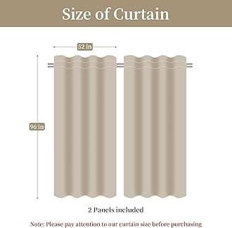 Loom and Mill Luxury Jacquard Curtains for Bedroom, Beige Damask Curtains 2 Panels with Tiebacks, Elegant Window Curtain for Living Room Holiday Banquet Decor(52”Wx 96”L, 2 Panels)
