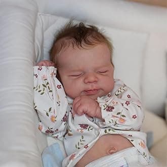 Lovely Real Look Reborn Baby Doll 19 inch 48 cm Full Body Soft Vinyl Silicone Baby Doll Girl Anatomically Correct Rooted Hair Realistic Sleeping Newborn Doll Kids Toy Gift for Ages 3+