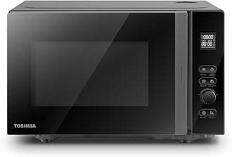 Toshiba 800w 20L Microwave Oven with 12 Cooking Presets, Upgraded Easy-Clean Enamel Cavity, Weight/Time Defrost, and Turntable with Position Memory Function - Black - MV-AM20T(BK)