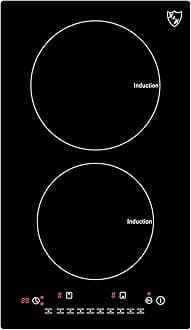 K&H 2 Burner 12 Inch Built-in Induction Electric Stove Top Ceramic Cooktop 120V 1800W INDV-1802-120