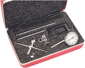 Starrett Universal Dial Test Indicator Set with Back Plunger - White Face, 0-50-0 Reading, 200" Range, .001" Graduation, 1/4" Shank Diameter for Mounting - 196A5Z