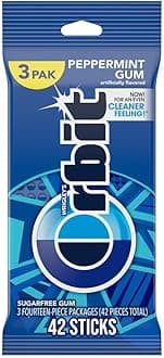 ORBIT Peppermint Sugar Free Chewing Gum Travel Essentials, 3 Ct Pack