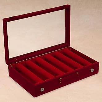 Kuber Industries Wooden Bangle Box For Woman|6 Rod Bangle Storage Box Organizer|Transaprent Lid & Handle|MAROON