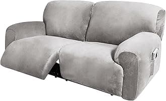 Extra Wide 75" - 100", Reclining 2 Seater Sofa, Extra Wide Reclining Love Seat Slipcover, 6-Piece Velvet Stretch, Reclining Sofa Covers, Thick, Soft, Washable (Light Grey)