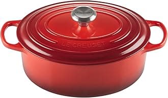 Le Creuset Enameled Cast Iron Signature Oval Dutch Oven, 5 qt, Cerise