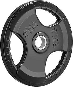 LIONSCOOL 2-Inch Rubber Olympic Grip Weight Plates for Strength Training, Weightlifting, Solid Cast Iron Plate for Barbell in Single/Pair/Set for Home & Gym (2.5-45LB), One Year Warranty