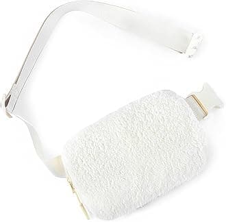 TelenaBelt Bag for Women Men Fashionable Crossbody Fanny Pack for Women Trendy Waist Bag with Adjustable Strap Fleece White