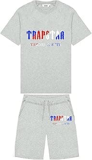 Trapstar Letters Printed Casual Sportswear Suit, Men and Women T-Shirt + Shorts + Hat 3 Piece, Loose Jogging Short Sleeve Tracksuits (Color : A2, Size : X-Large)