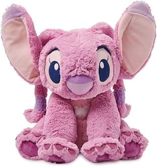 Disney Store Official Angel Medium Soft Toy for Kids, Cuddly Character with Fuzzy Texture and Embroidered Details, Flexible Floppy Ears, Disney Plushy Suitable for All Ages.
