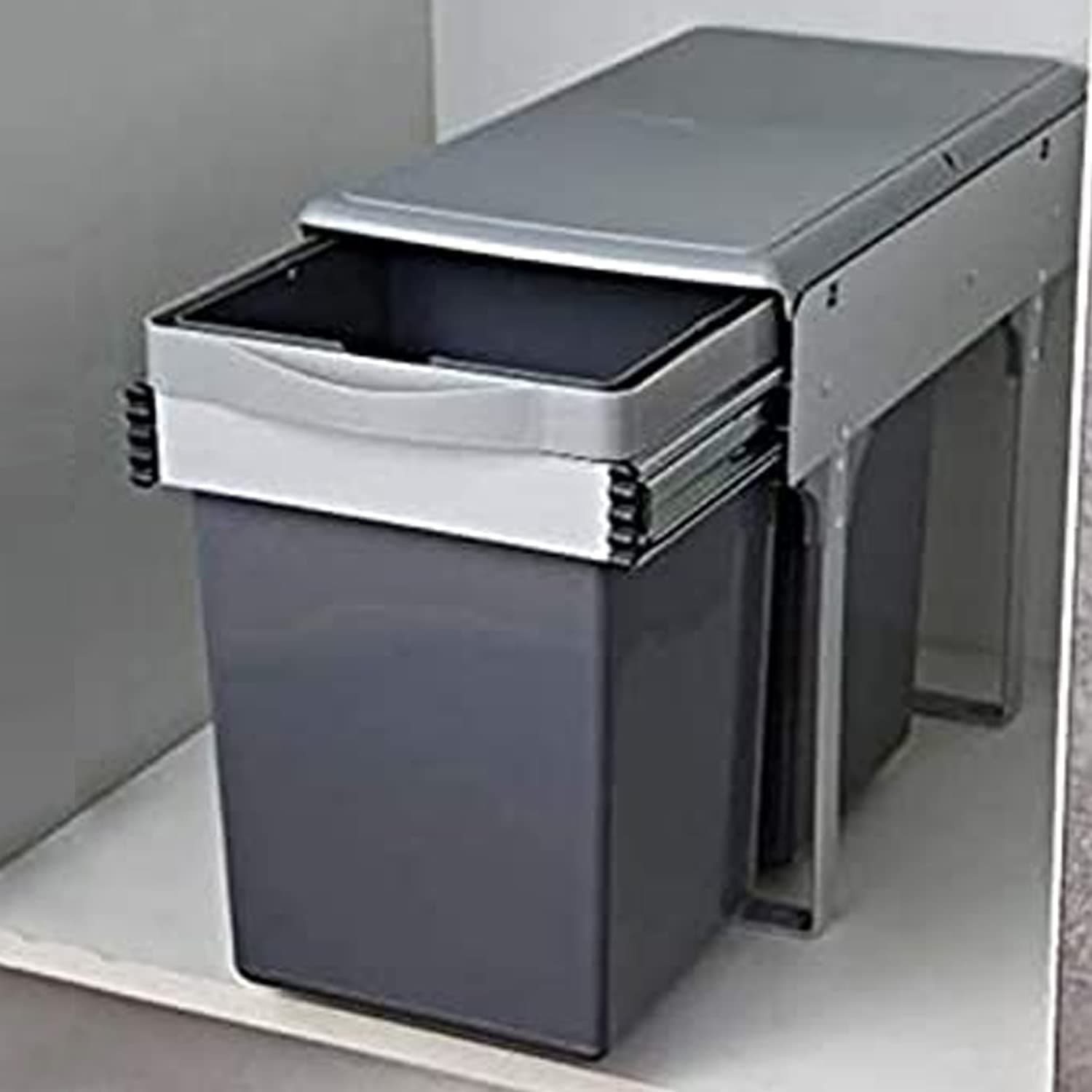 sliding Pull-Out Waste Bin (250 x 452 x 365 mm).Pull Out Storage Kitchen Cabinet dust bin (Cabinet width 10"), Plastic, Blue