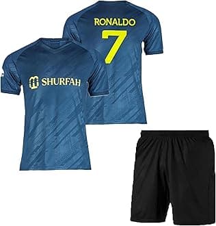 Ronaldo 7 Boys Official Home New Football Jersey Set with Shorts 2024 (Kid's, Boy's& Men)