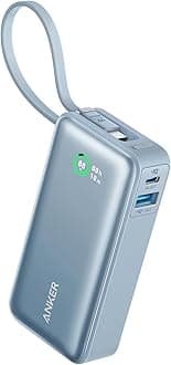 Anker Nano Power Bank, 10,000mAh Portable Charger with Built-in USB-C Cable, 30W Recharging, 30W Max Output with USB-C&A, for iPhone 17/16 Series, MacBook, Galaxy, AirPods, and More