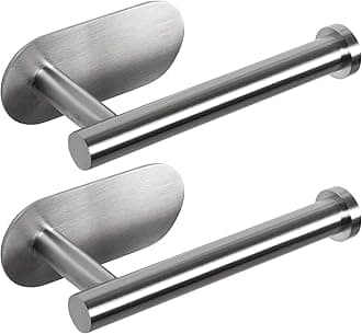 HouseAid Bathroom Self Adhesive Toilet Paper Holder, No Drilling Stainless Steel Toilet Paper Holder, Brushed Nickel (2 Pack)