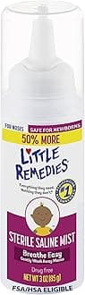 Little Remedies Sterile Baby Saline Nasal Mist, Safe for Newborns to Relieve Stuffy and Dry Noses, 3 Fl Oz