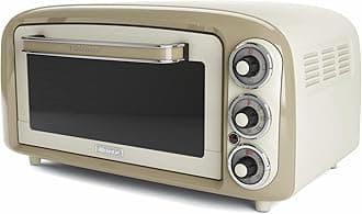 Ariete Vintage 97903 Mini Oven, 18 Litre Capacity, 1380 Watts, 3 Cooking Positions, Aluminium Baking Tray, 60 Minute Timer, Cream