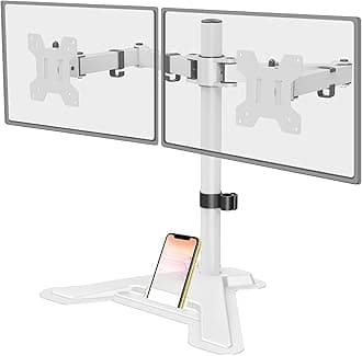 MOUNT PRO Dual Monitor Stand, Free-Standing Full Motion Monitor Desk Mount Fits 2 Screens up to 27 inches,17.6lbs with Height Adjustable, Swivel, Tilt, Rotation, VESA 75x75 100x100,White